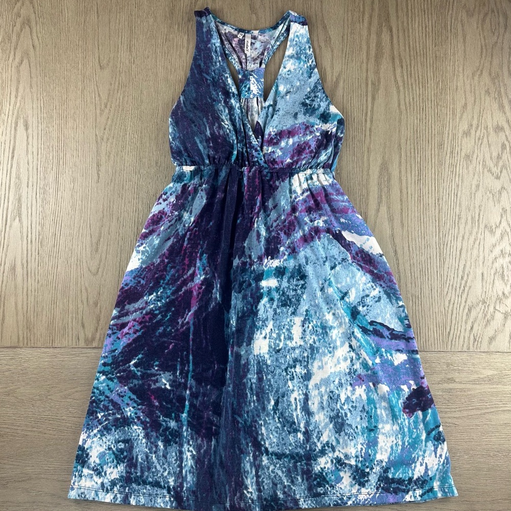 Studio Y Small Blue Purple Abstract Racerback Dress Built In Bra